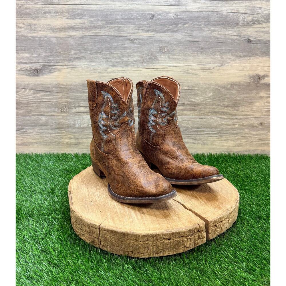Roper Women - Size 7.5 - Distressed Brown Ankle Faux Zipper Boots